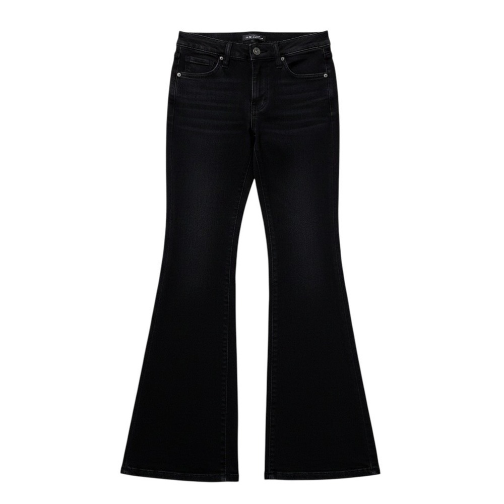 Pilcro Womens Flare Jeans 26 High Rise Black Denim Stretch Patch Pocket Boho
